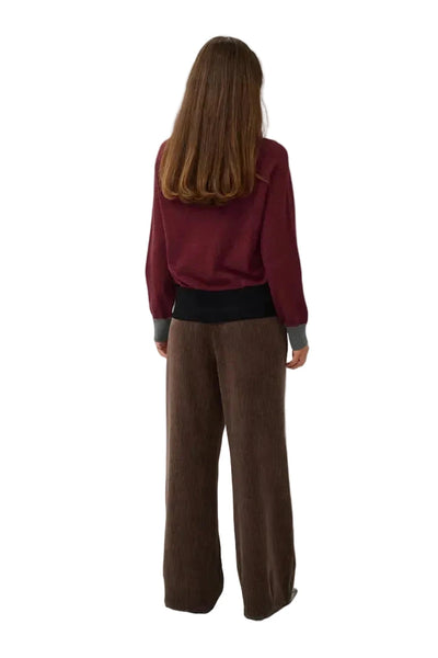 BURGUNDY COLOR BLOCK SWEATER SWEATER CULTURE 