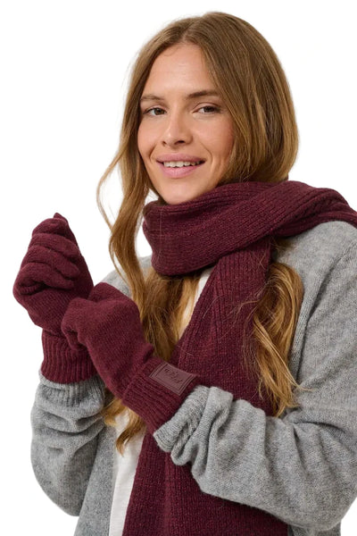 BURGUNDY KNIT GLOVES Gloves Culture 
