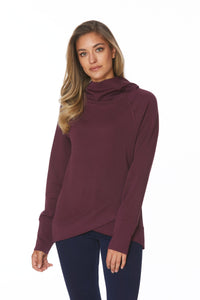 BURGUNDY TULIP HEM MODAL HOODY sweatshirt Melissa Paige 