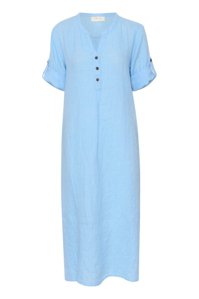 CAFTAN LIGHT BLUE LINEN DRESS Dress CREAM 