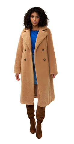 CAMEL LONG CLASSIC BOUCLE COAT Coats & Jackets Esqualo 