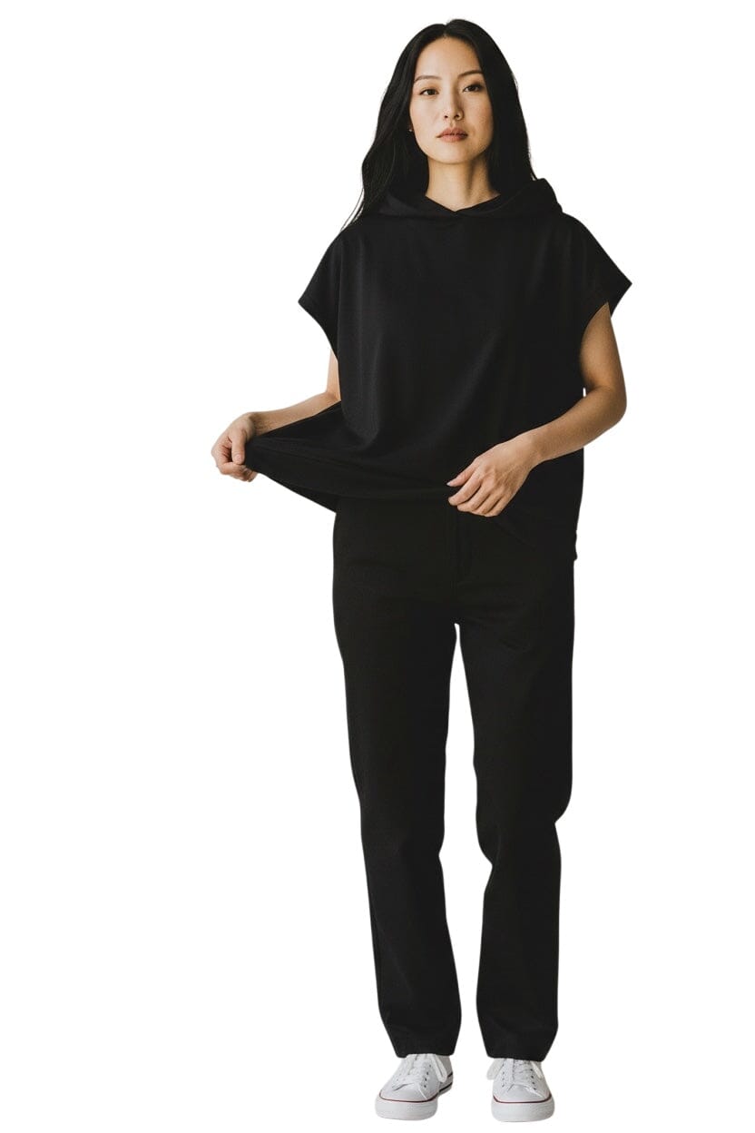 CAP SLEEVE BLACK HOODY Top Bali 