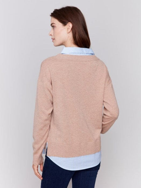 CARAMEL FOOLER SWEATER WITH ROUND SHIRT COLLAR sweatshirt Charlie B. 