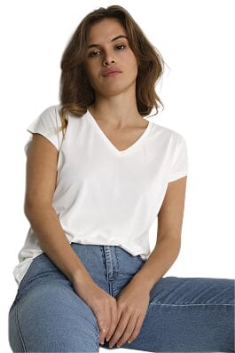 CHALK BASIC V NECK T SHIRT Blouse Kaffe 