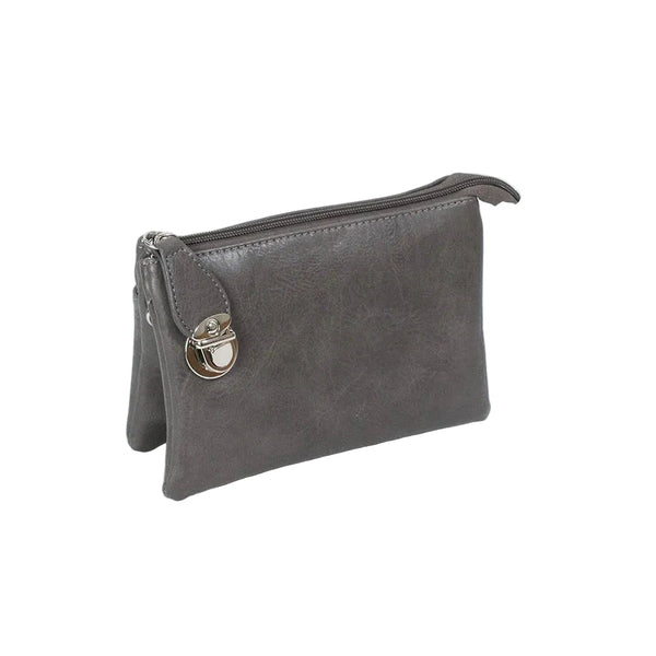 CHARCOAL CROSSBODY BAG WITH MULTI POCKETS & REMOVABLE ADJUSTABLE STRAP Handbag FashionWear Collection OS Charcoal 