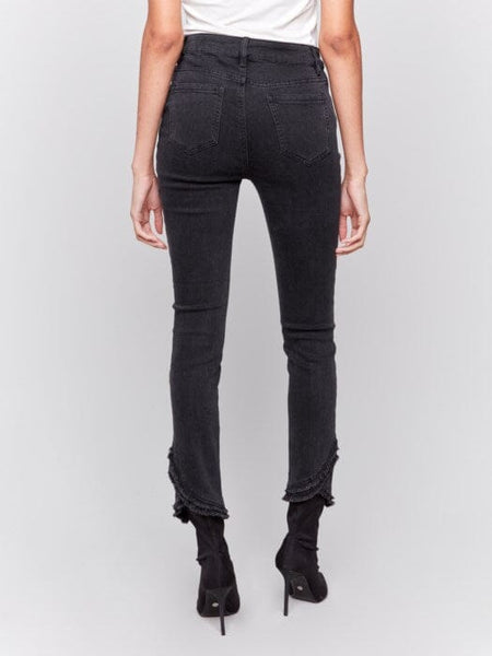 CHARCOAL SLIM FIT JEANS WITH FRAYED TULIP HEM Pant Charlie B. 