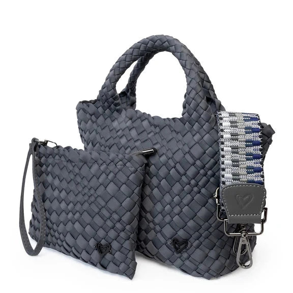 CHARCOAL SMALL WOVEN TOTE Handbag prenelove 