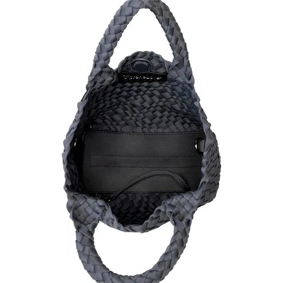 CHARCOAL SMALL WOVEN TOTE Handbag prenelove 