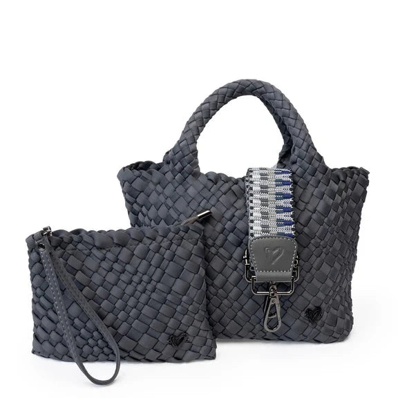 CHARCOAL SMALL WOVEN TOTE Handbag prenelove 