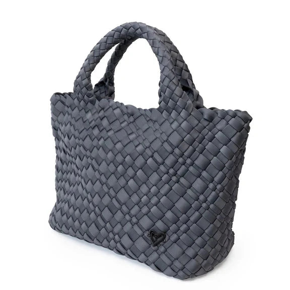 CHARCOAL SMALL WOVEN TOTE Handbag prenelove OS Charcoal 