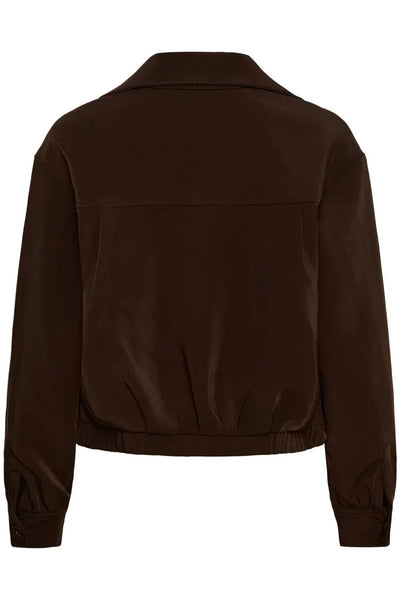 CHOCOLATE BROWN DOUBLE HEM JACKET Coats & Jackets CREAM 