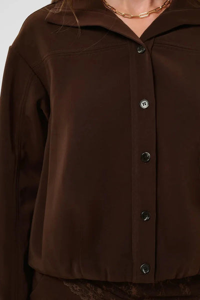 CHOCOLATE BROWN DOUBLE HEM JACKET Coats & Jackets CREAM 