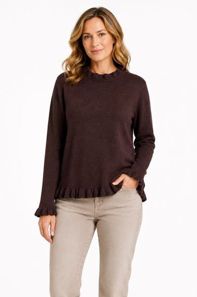 CHOCOLATE PLUM LONG SLEEVE FRILL NECK SWEATER SWEATER SOYA CONCEPT 