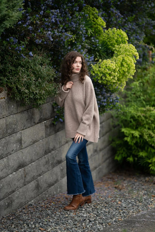 CHUNKY HAZEL TAUPE SOFT COWL NECK SWEATER SWEATER Echo Verde 