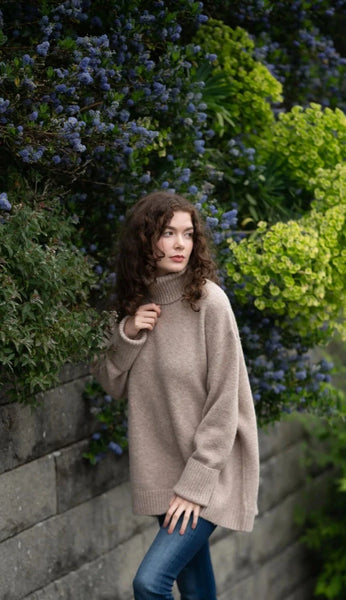 CHUNKY HAZEL TAUPE SOFT COWL NECK SWEATER SWEATER Echo Verde O/S Hazel Taupe 