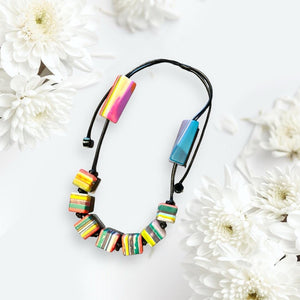 CHUNKY RAINBOW CUBE BEADED NECKLACE necklace FashionWear Collection Multi 