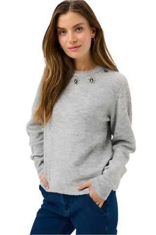 CLASSIC LIGHT GREY DETAIL NECKLINE SWEATER PULLOVER CULTURE 