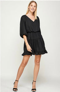 CLASSIC RUFFLE BLACK DRESS Dress FashionWear Collection S Black 