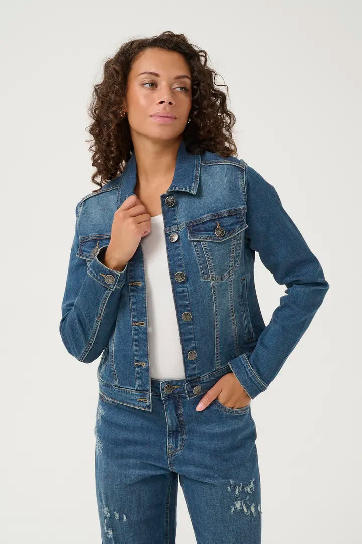 CLASSIC STRETCH VINTAGE BLUE DENIM JACKET – FashionWear Canada