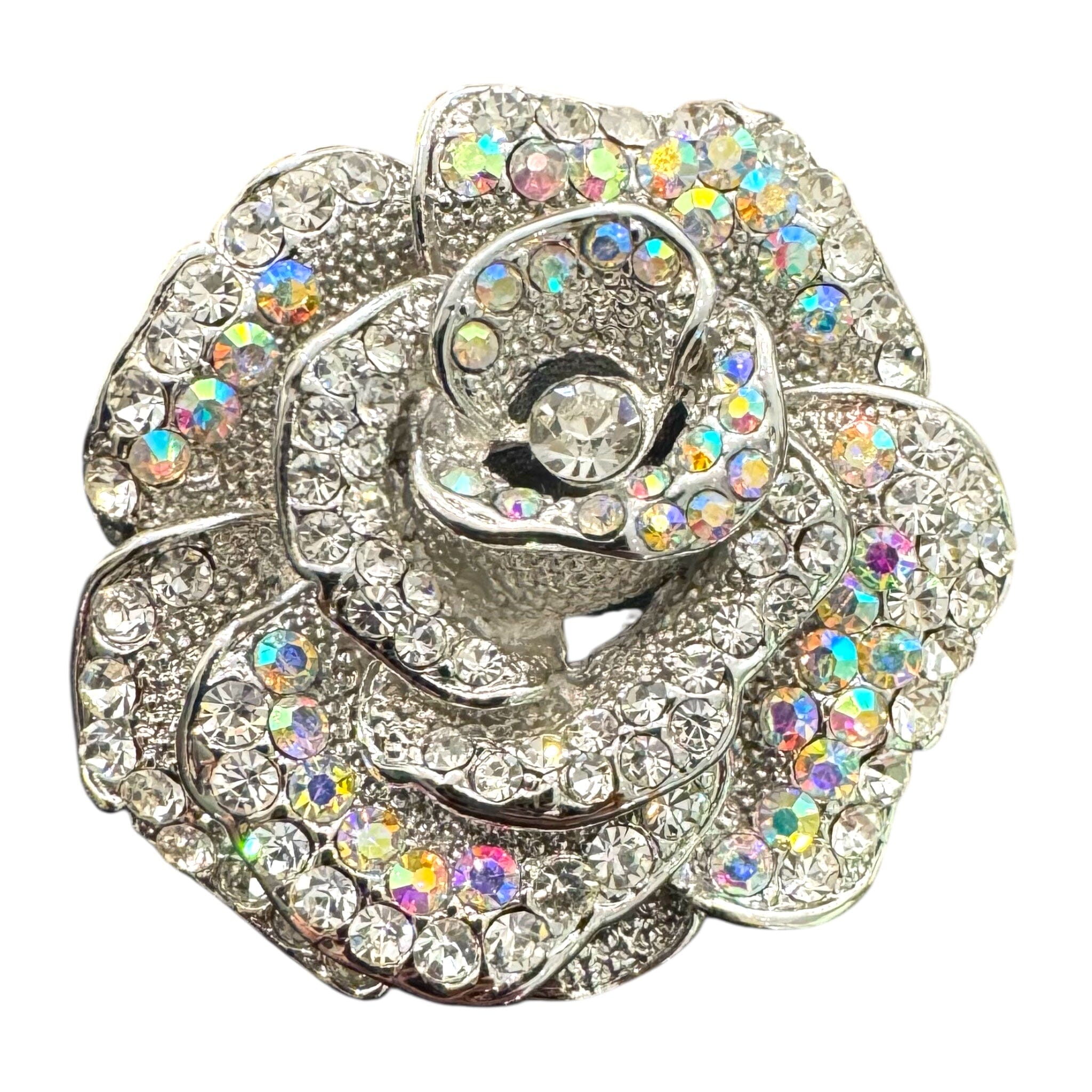 CLEAR CRYSTAL ANTIQUE ROSE FLOWER BROOCH Brooch FashionWear Collection 