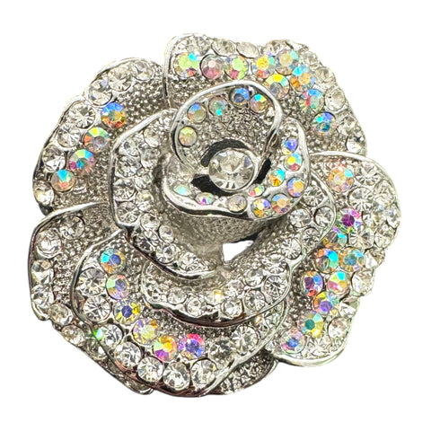 CLEAR CRYSTAL ANTIQUE ROSE FLOWER BROOCH Brooch FashionWear Collection 