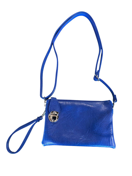 COBALT BLUE CROSSBODY BAG WITH MULTI POCKETS & REMOVABLE ADJUSTABLE STRAP Handbag FashionWear Collection 