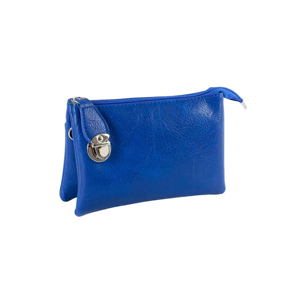 COBALT BLUE CROSSBODY BAG WITH MULTI POCKETS & REMOVABLE ADJUSTABLE STRAP Handbag FashionWear Collection OS Colbalt Blue 