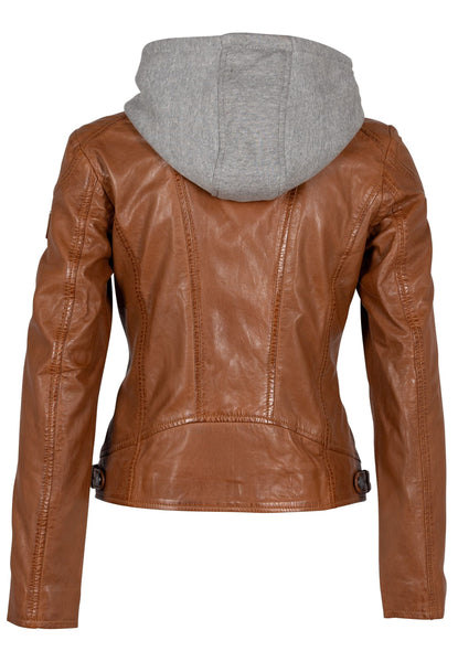 COGNAC HOODY LEATHER JACKET Jacket Mauritius 