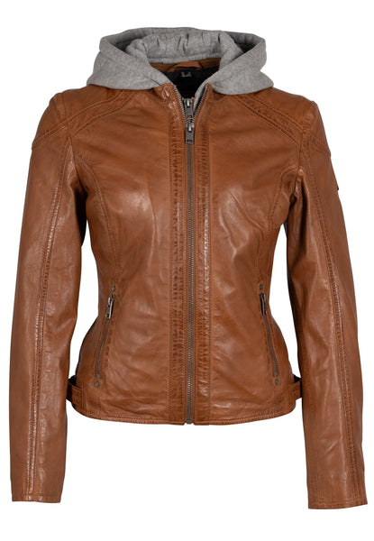 COGNAC HOODY LEATHER JACKET Jacket Mauritius M Cognac 