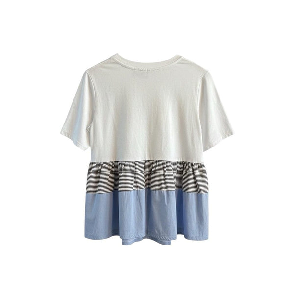 COLOR BLOCK PEPLUM T WITH EMBROIDERY TRIM Shirts & Tops Elissia 