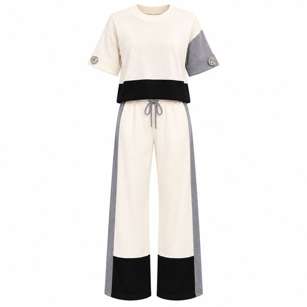 COLOR BLOCK SOFT COZY TOP AND PANT SET 2 PC SET Femme Fatale 