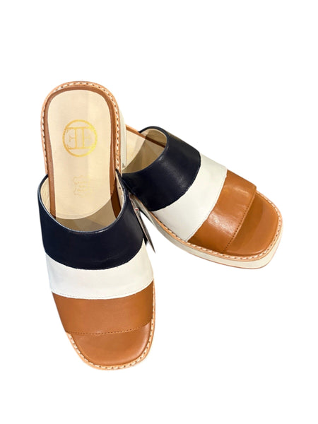 COLOR BLOCK TRIPLE BAND SLIDE SANDAL Shoes Little Empress 