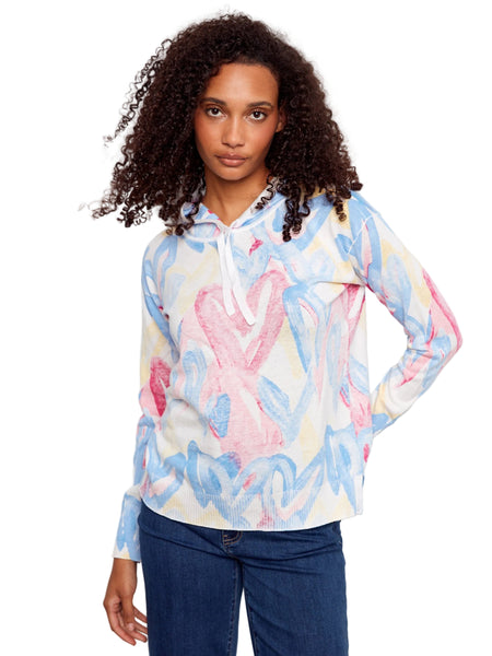 COLOURFUL HEART REVERSE PRINT HOODIE Shirts & Tops Charlie B 