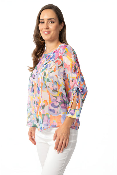 COLOURFUL TIE SLEEVE SHEER TOP Top Bali 