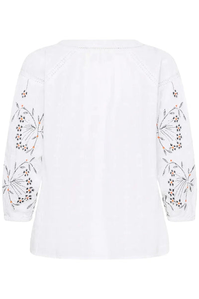 COTTON EMBROIDERED DETAILED SLEEVE TOP Shirts & Tops CREAM 
