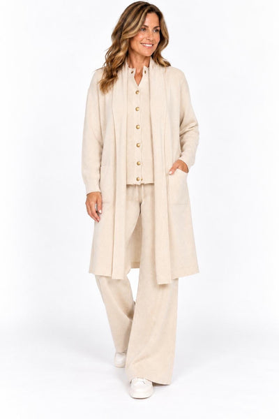 CREAM LONG CARDIGAN WITH FRONT POCKETS Cardigan NIKKY 