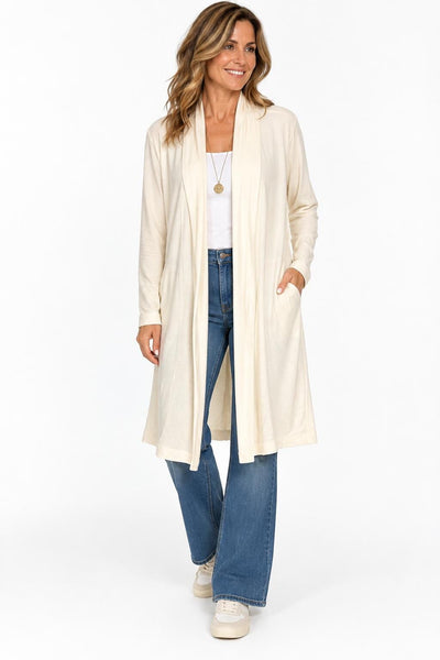 CREAM LONG CARDIGAN WITH FRONT POCKETS Cardigan NIKKY S Cream 