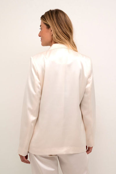 CREAM LONG SLEEVE SATIN BLAZER Blazer CREAM 