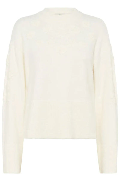 CREAM PULLOVER WITH FLOWER DETAIL ON NECKLINE Sweater KAFFE 