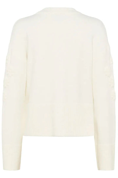 CREAM PULLOVER WITH FLOWER DETAIL ON NECKLINE Sweater KAFFE 