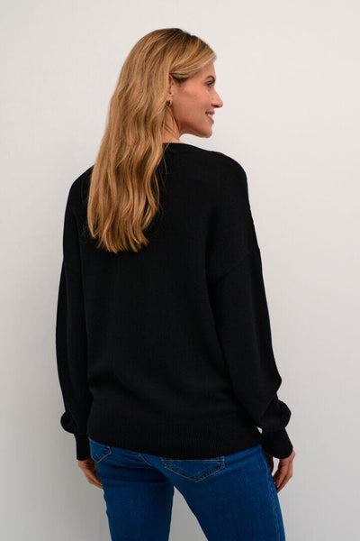 CREW NECK BLACK KNIT SWEATER SWEATER CREAM 