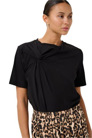 CREW NECK BLACK T SHIRT WITH NECK LINE TIE T-Shirt Kaffe 