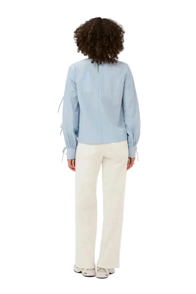 CREW NECK BLUE PINESTRIPE TOP WITH SLEEVE DETAIL Blouse Kaffe 