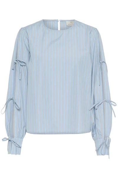 CREW NECK BLUE PINESTRIPE TOP WITH SLEEVE DETAIL Blouse Kaffe 