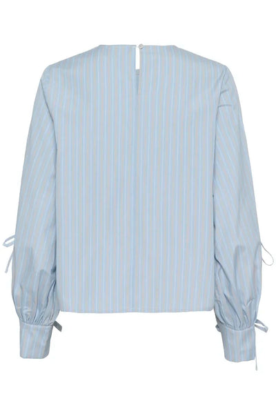 CREW NECK BLUE PINESTRIPE TOP WITH SLEEVE DETAIL Blouse Kaffe 