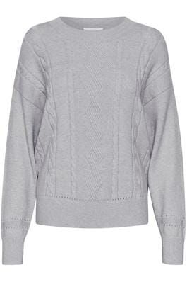 CREW NECK GREY KNIT SWEATER SWEATER CREAM 