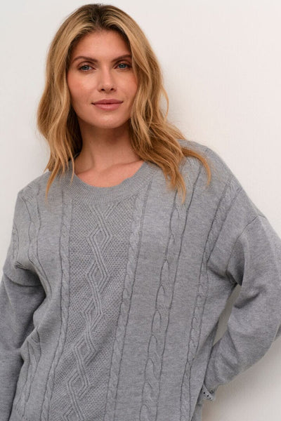 CREW NECK GREY KNIT SWEATER SWEATER CREAM 