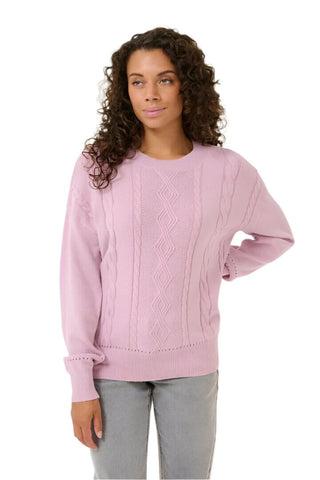 CREW NECK PINK KNIT SWEATER SWEATER CREAM 