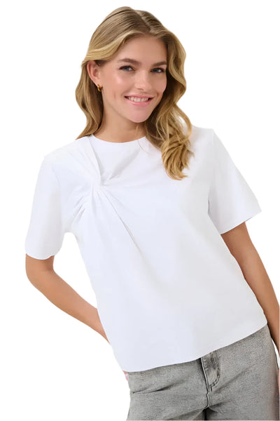 CREW NECK WHITE T SHIRT WITH NECK LINE TIE T-Shirt Kaffe 