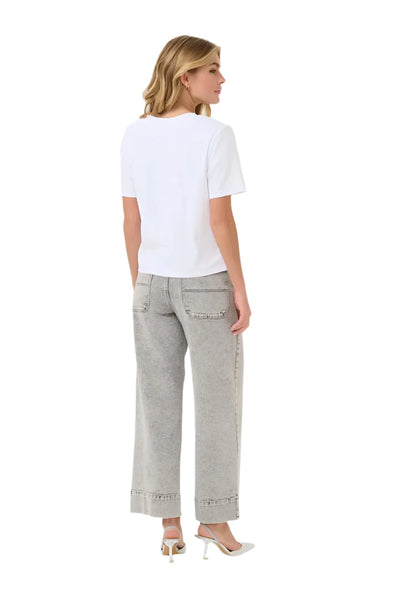 CREW NECK WHITE T SHIRT WITH NECK LINE TIE T-Shirt Kaffe 